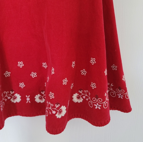 GAP Toddler girls 2T Red Floral Embroidered Corduroy Jumper Dress A-line - Picture 10 of 10